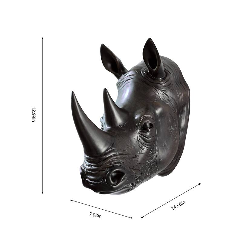 Rhinoceros Head Wall Decoration - 14.5" - Black