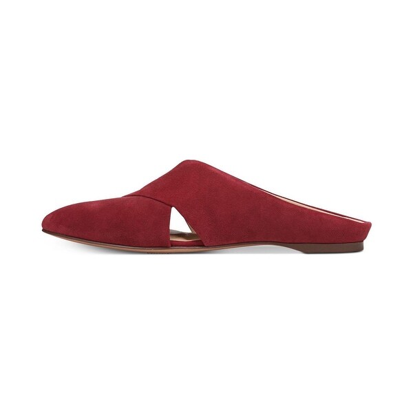 red pointed toe mules