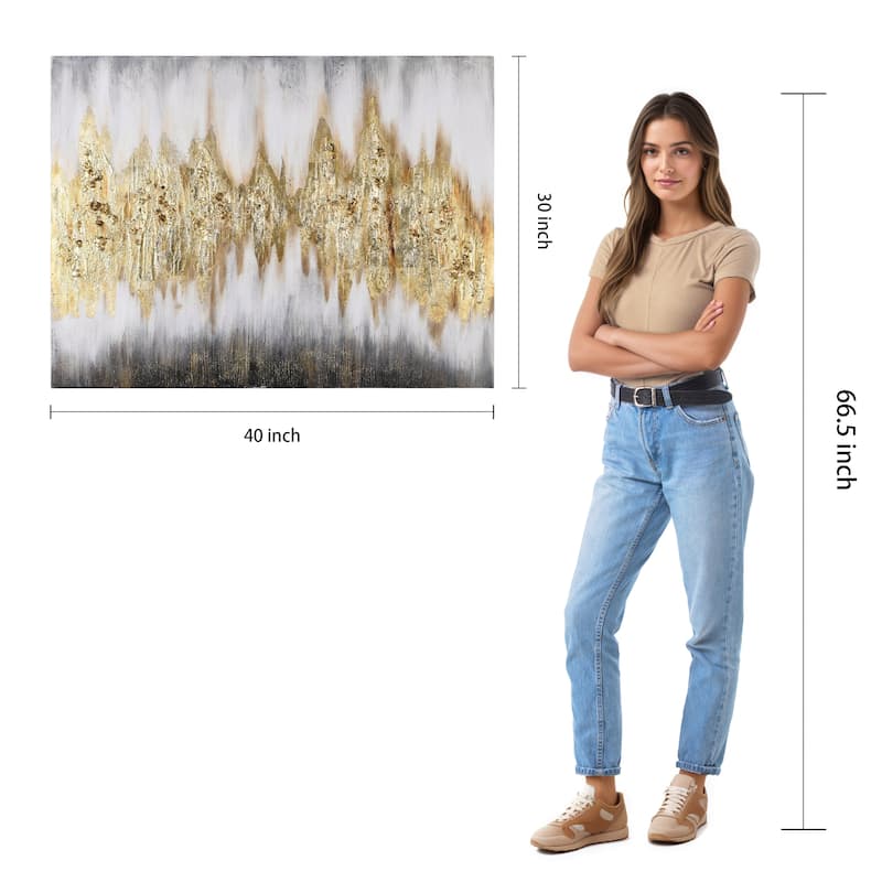 Gold Frequency Textured Hand Painted Wall Art with Gold Foil