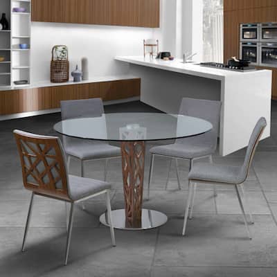 Crystal Upholstered Wood and Metal Armless Dining Chairs - Set of 2