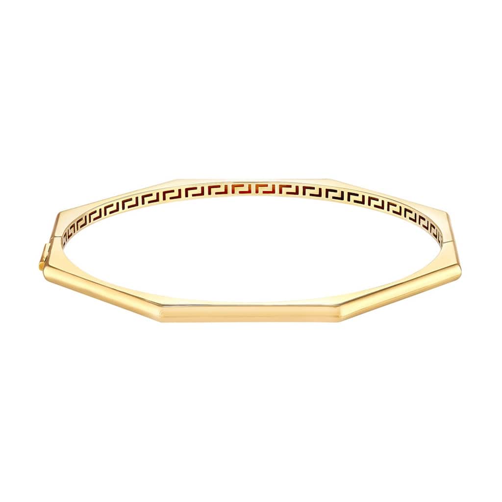 Marquee Jewels 14K Solid Yellow Gold Geometric Octagon Bangle Bracelet
