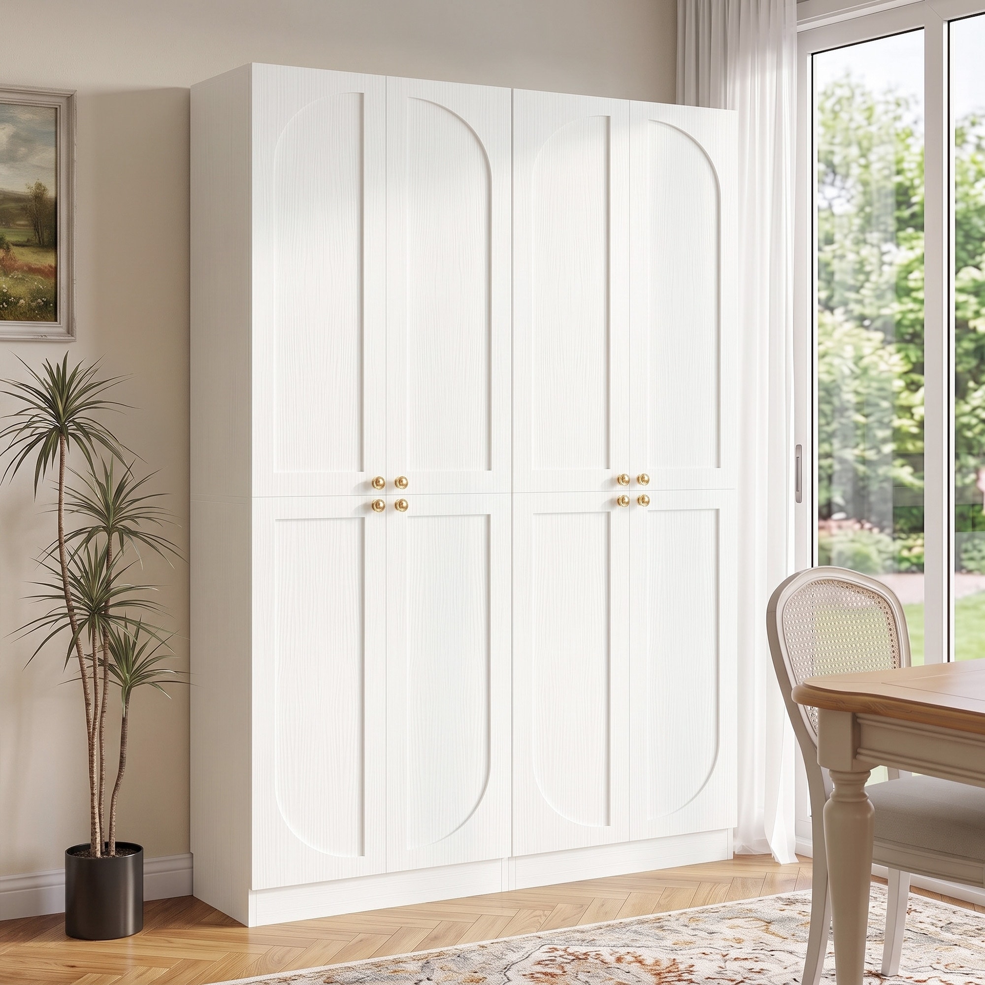 80'' Tall Freestanding Kitchen Pantry Cabinet, Slim Storage Tower with Adjustable Shelves & Closed Doors