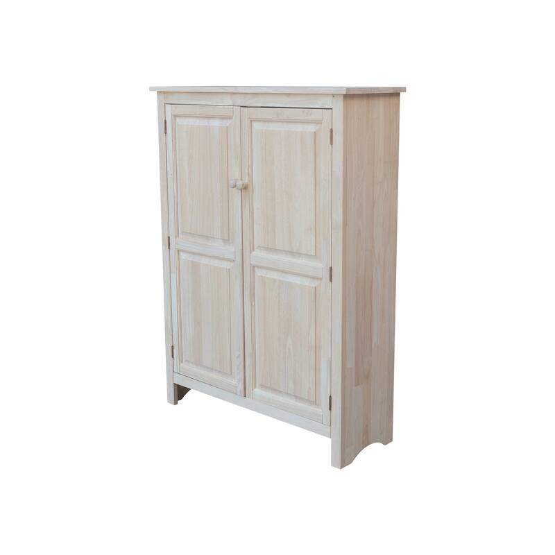 Solid Wood Storage Cabinet Cupboard - Double 51 Inch - Unfinished