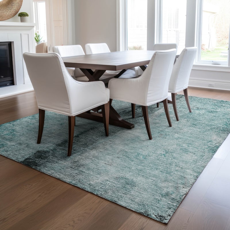 Machine Washable Indoor/ Outdoor Chantille Modern Contemporary Rug - Teal - 2'6" x 3'10"