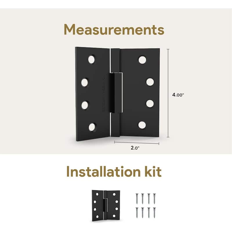 Mega Handles 4-Inch Square Barrel Hinges with Square Corner, Stainless Steel Interior Door Hinges for Bedroom, Bathroom, Cabinet