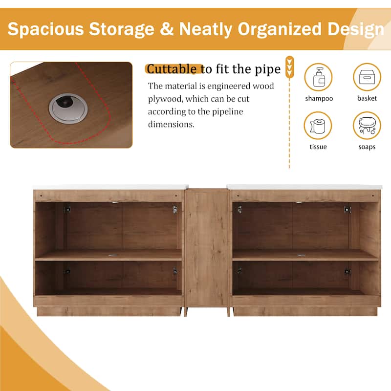 Malwee 36"/40"/48"/52"/60"/64"/84"/92" Bathroom Vanity with Sink, FreeStanding Bathroom Vanity with Door and Adjustable Shelf