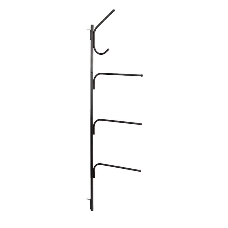 Household Essentials Hinge-It Clutterbuster Steel Valet Family Towel Bar - 19.0"L x 1.0"W x 74.0"H - 19.0"L x 1.0"W x 74.0"H - Black