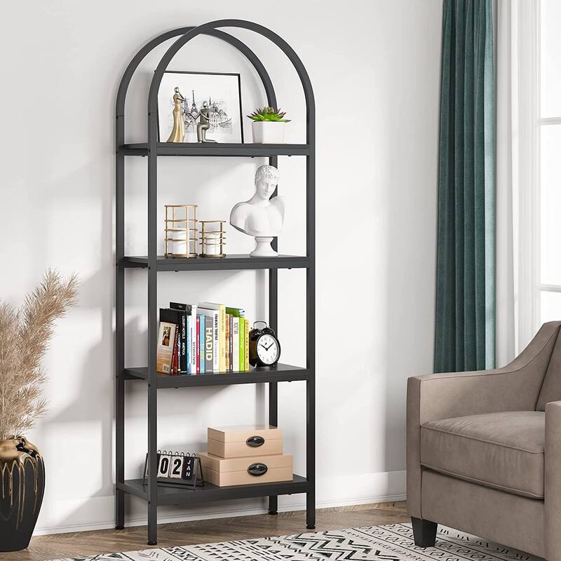 4-Tier Open Bookshelf, 70.8" Industrial Wood Bookcase Storage Shelves