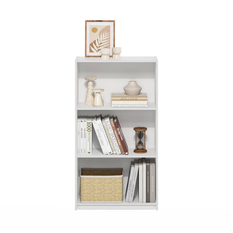 39.5 in. Tall White Wood 3-Shelf Bookcase