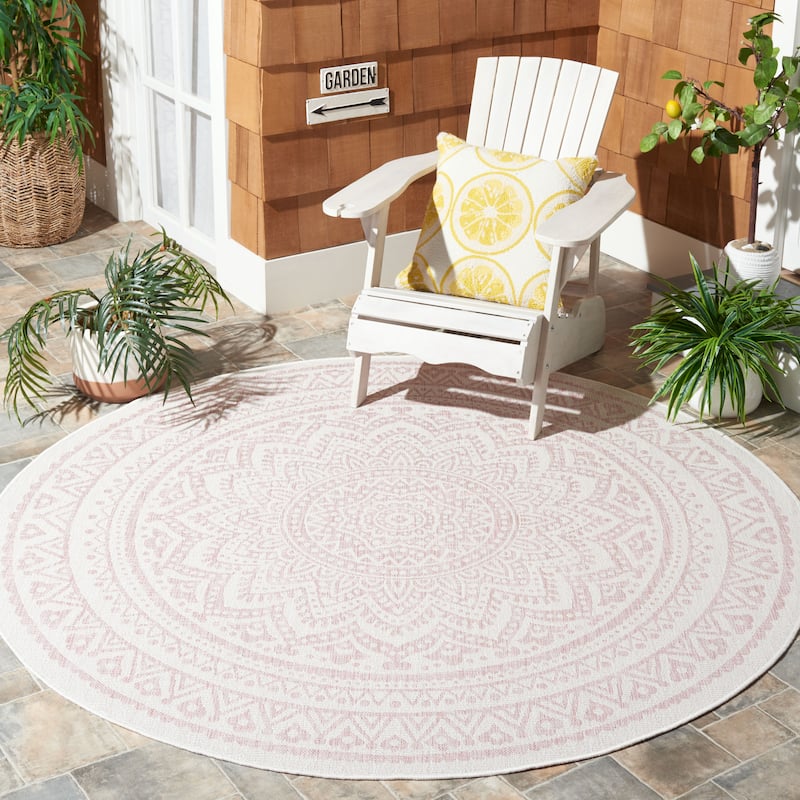 SAFAVIEH Courtyard Fran Mandala Indoor/ Outdoor Waterproof Patio Backyard Rug