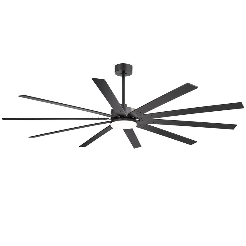 Large 84"/72" Reversible 10-Blade Integrated Ceiling Fan with LED Light Kit and Remote