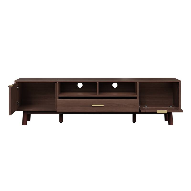 66.93" Rattan Media Console with Interwoven Doors and Concealed Storage