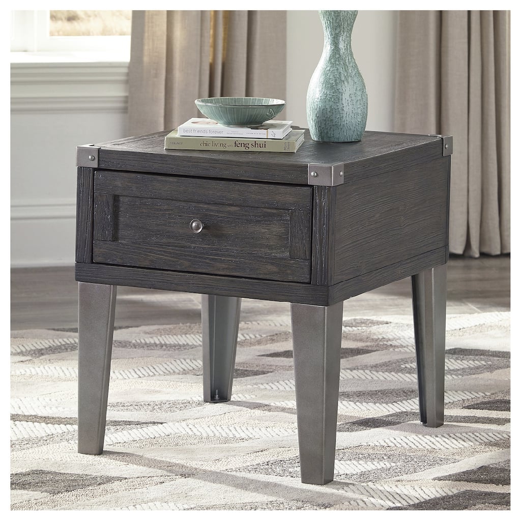 Todoe Contemporary Dark Gray Rectangular End Table