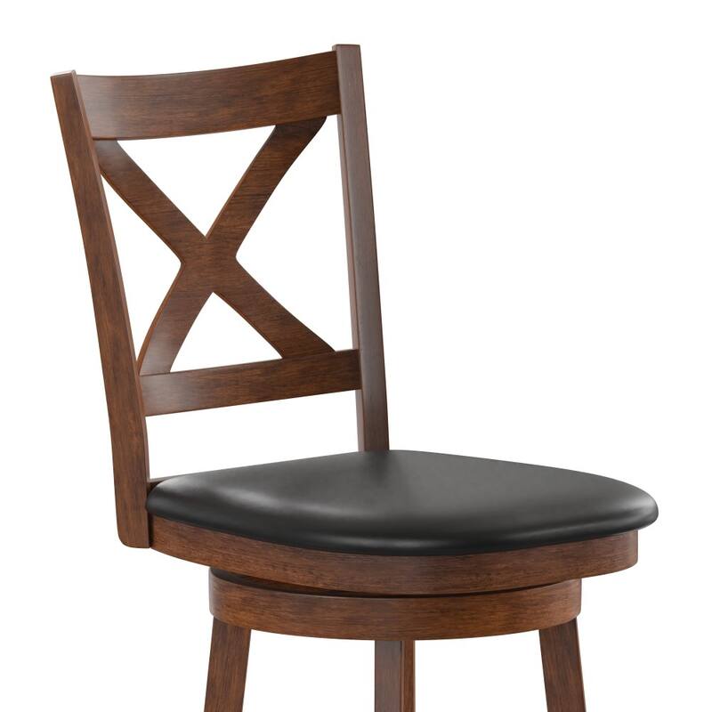 Modern Ladderback Wooden Upholstered Swivel Barstool