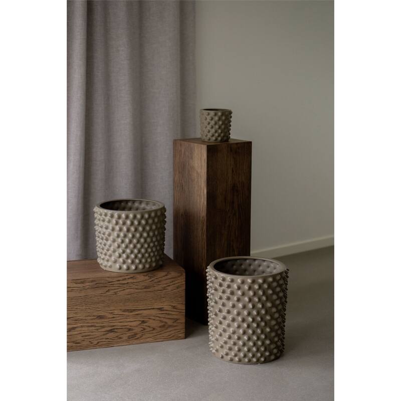 Medium Ceramic Flower Pot - 11.75" - Gray