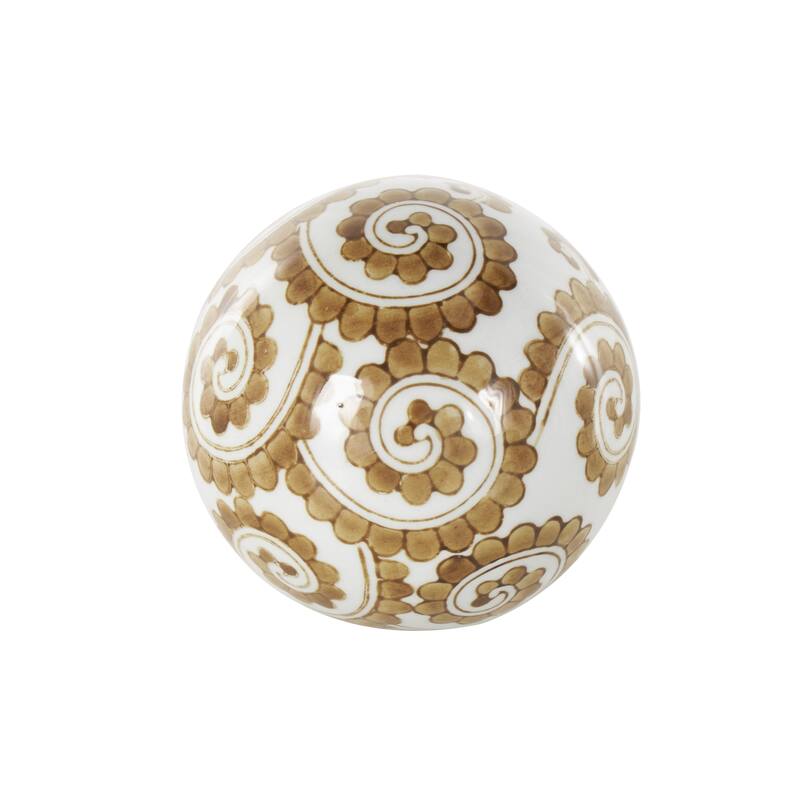 Ceramic Floral Glossy Orbs & Vase Filler with Varying Floral and Scroll Patterns - Set of 6 Black - Roche River Decor