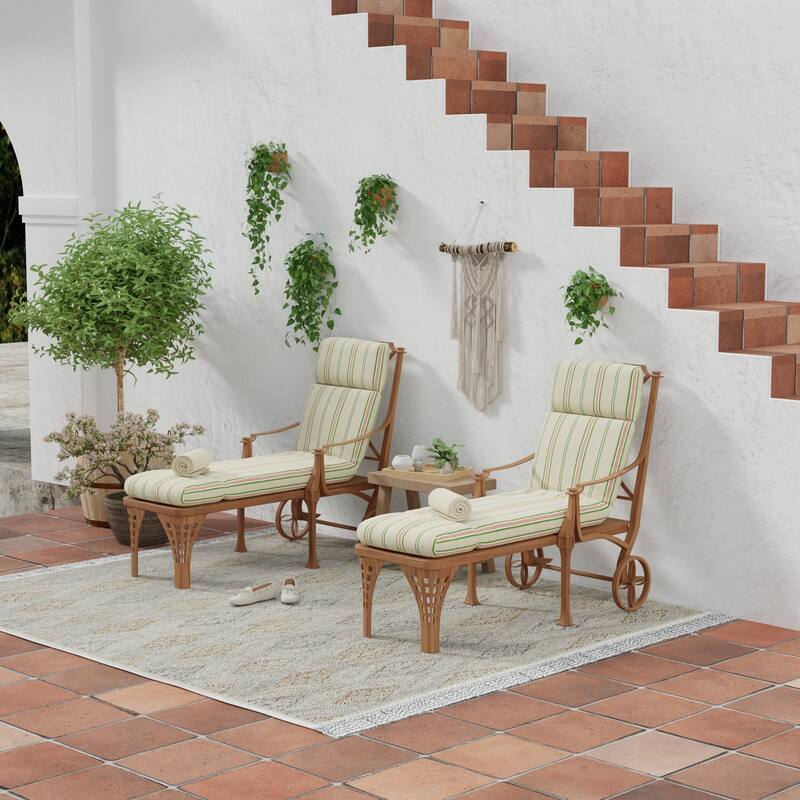 74" x 22" Outdoor Chaise Lounge Cushion with Ties and Loop - 74'' L x 22'' W x 5'' H - Owen Raffia