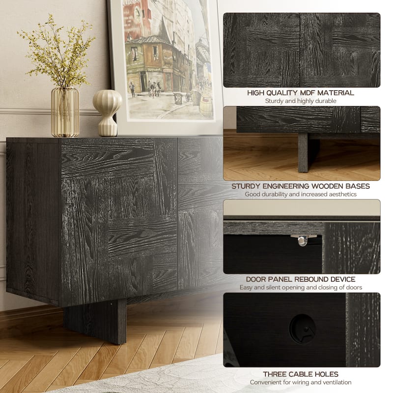 Clihome 63'' Storage TV Stand Cabinet with 3 Doors