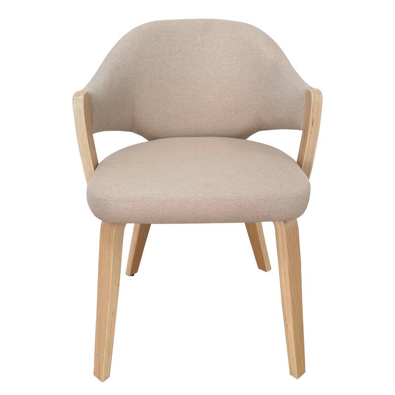 Modern Fabric and Bentwood Dining Chair, Set of 2