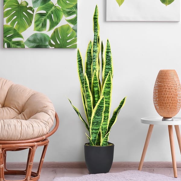 Artificial Potted Plant Perfect Faux Plants for Home Office Decoration - Green+Yellow