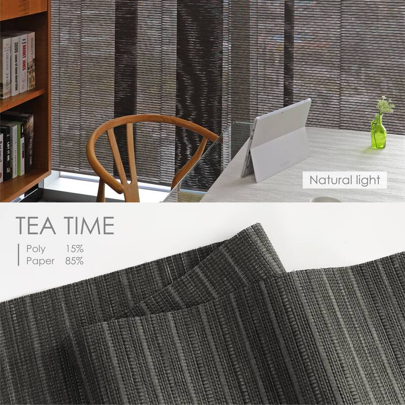 GoDear Design Natural Woven Adjustable Sliding Panel Track Blinds, Vertical Blinds, Timeless Series, 45.8"- 86" W x 96" L