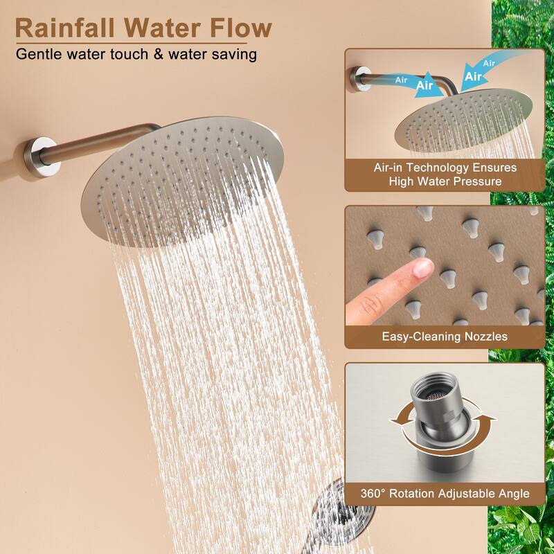 CASAINC Thermostatic Shower Faucet Shower System with 6 Body Jet