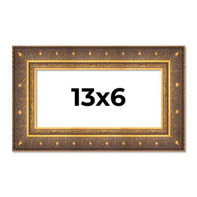 13x6 Frame Gold Real Wood Picture Frame inches Interior Frame Depth 1 inches Museo Bronze Ornate Photo Frame with UV Acrylic