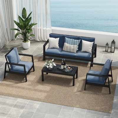 Aluminum 4-Piece Outdoor Sofa Seating Group With Cushions