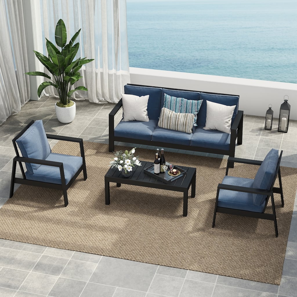 Aluminum 4-Piece Outdoor Sofa Seating Group With Cushions