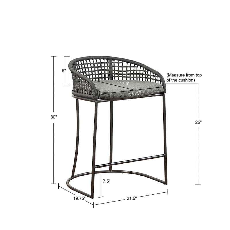 30"H Woven Counter Stool in Dark Gray