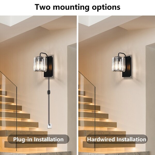 Indoor Wall Sconce Sconce Crystal Black Indoor Sconces Wall Lighting Modern Wall Light Plug In Hardwired On Sale Bed Bath Beyond 38121535