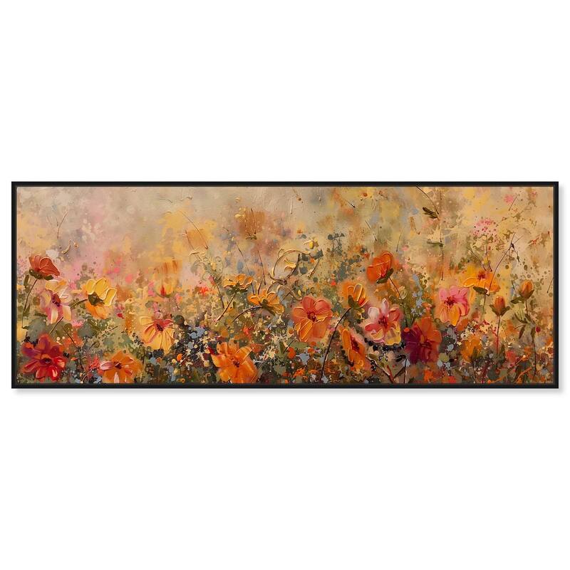 Fall Cosmo Flowers Panoramic Canvas by Art Remedy - Black - 54" x 20"