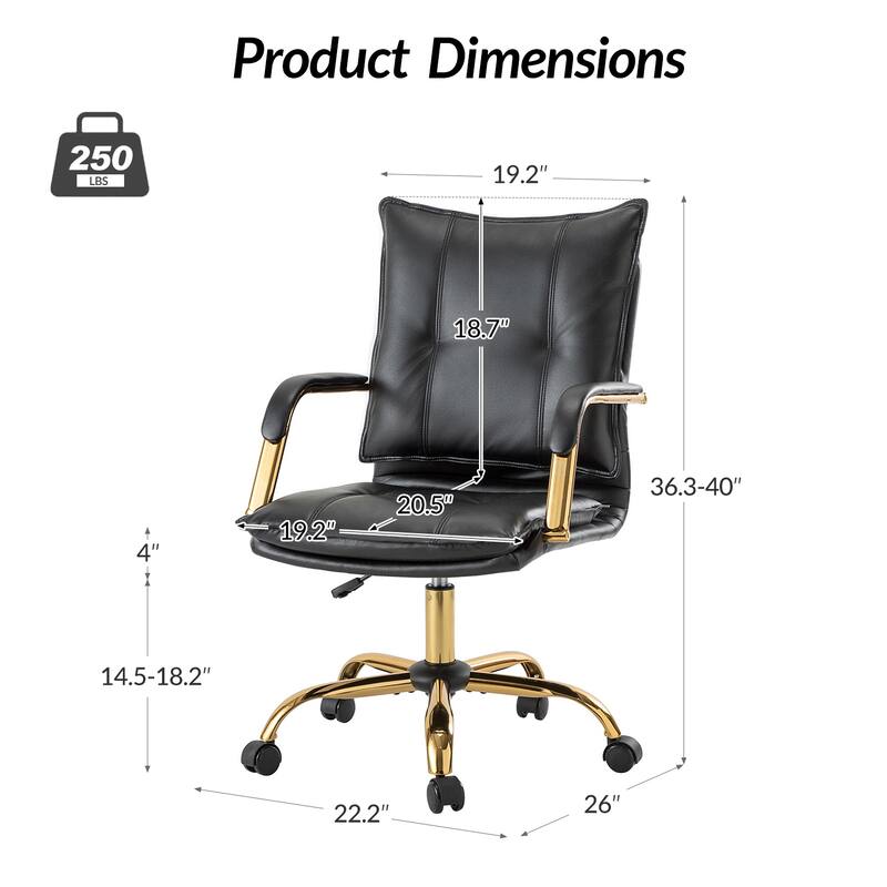 Zarina Modern Faux Leather Swivel Office Desk Chair with Height-adjustable by HULALA HOME