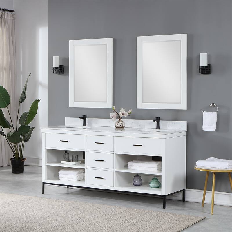 Altair Kesia Bathroom Vanity with Composite Stone Countertop with Mirror