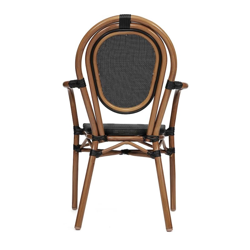 2 Pack All-Weather Commercial Paris Chairs with Arms and metal Frames