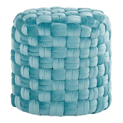 Braided Round 16" Ottoman in Velvet by LumiSource