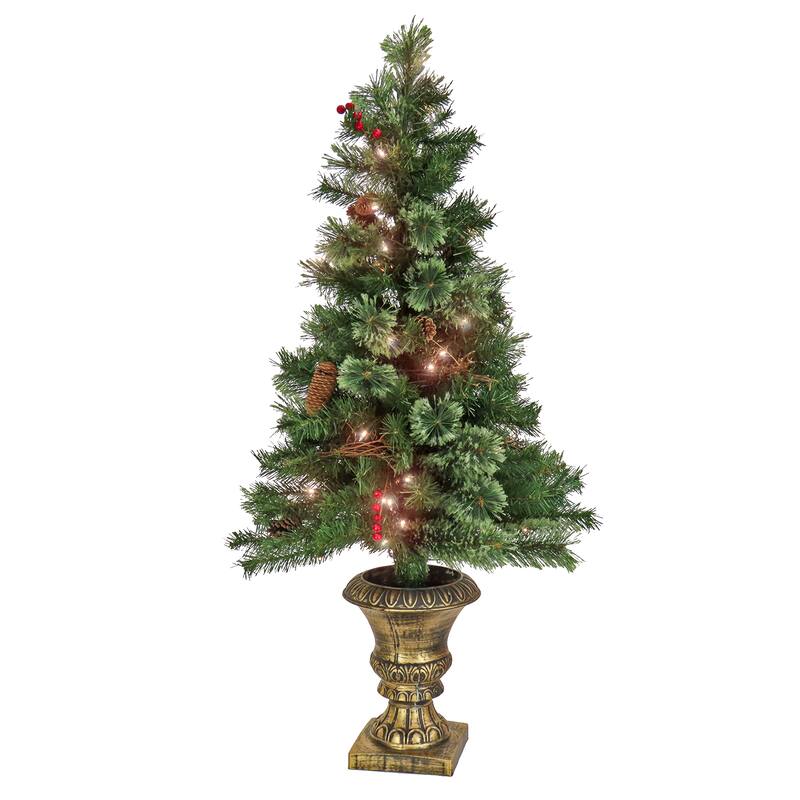 National Tree Company 4 ft. Glistening Pine Entrance Tree with Clear Lights - 4 Foot