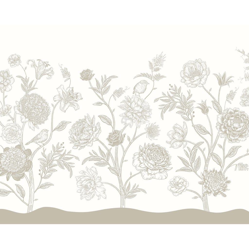 Brewster Origin Murals Jacobean Rose Trail Neutral Wall Mural - N/A