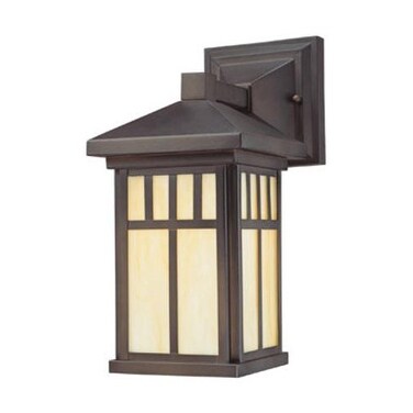 Westinghouse 6732848 Burnham One-Light Exterior Wall Lantern on Steel with Honey Art Glass, Oil Rubbed Bronze Finish