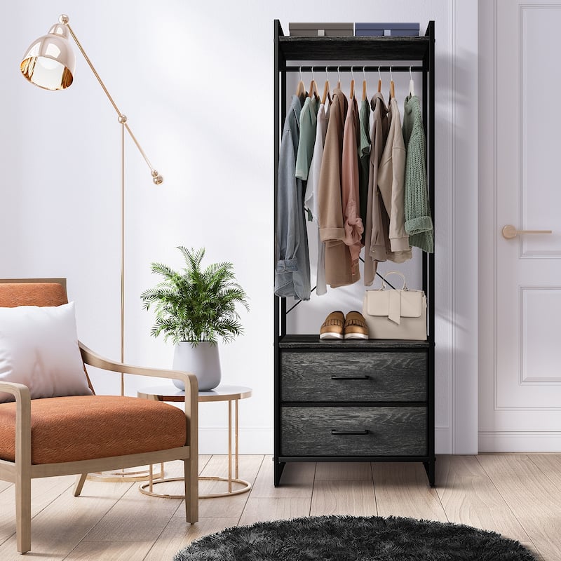 Sorbus 2 Drawer Tall Clothing Rack Storage
