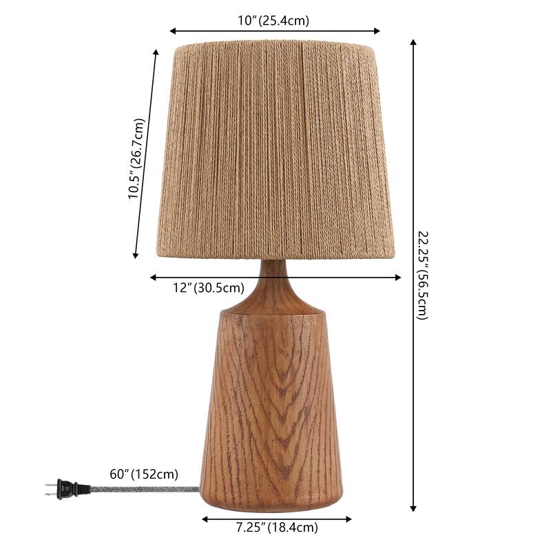 Highland 22.25" Resin/Metal LED Table Lamp with Paper Rope Shade, By JONATHAN Y