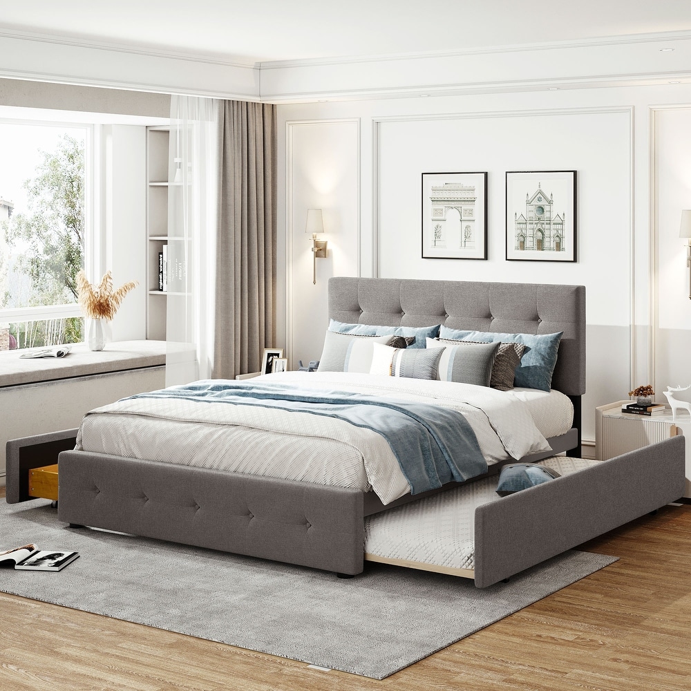 Queen size platform on sale bed with trundle