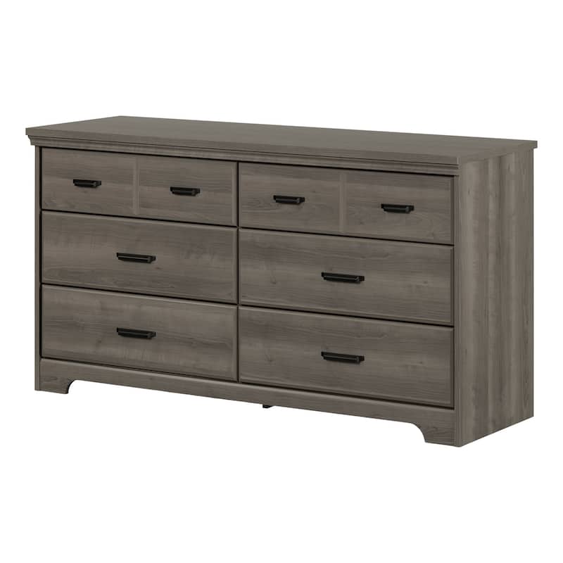 6-Drawer Double Dresser - Versa Collection - Gray Finish - Bedroom Storage Organizer