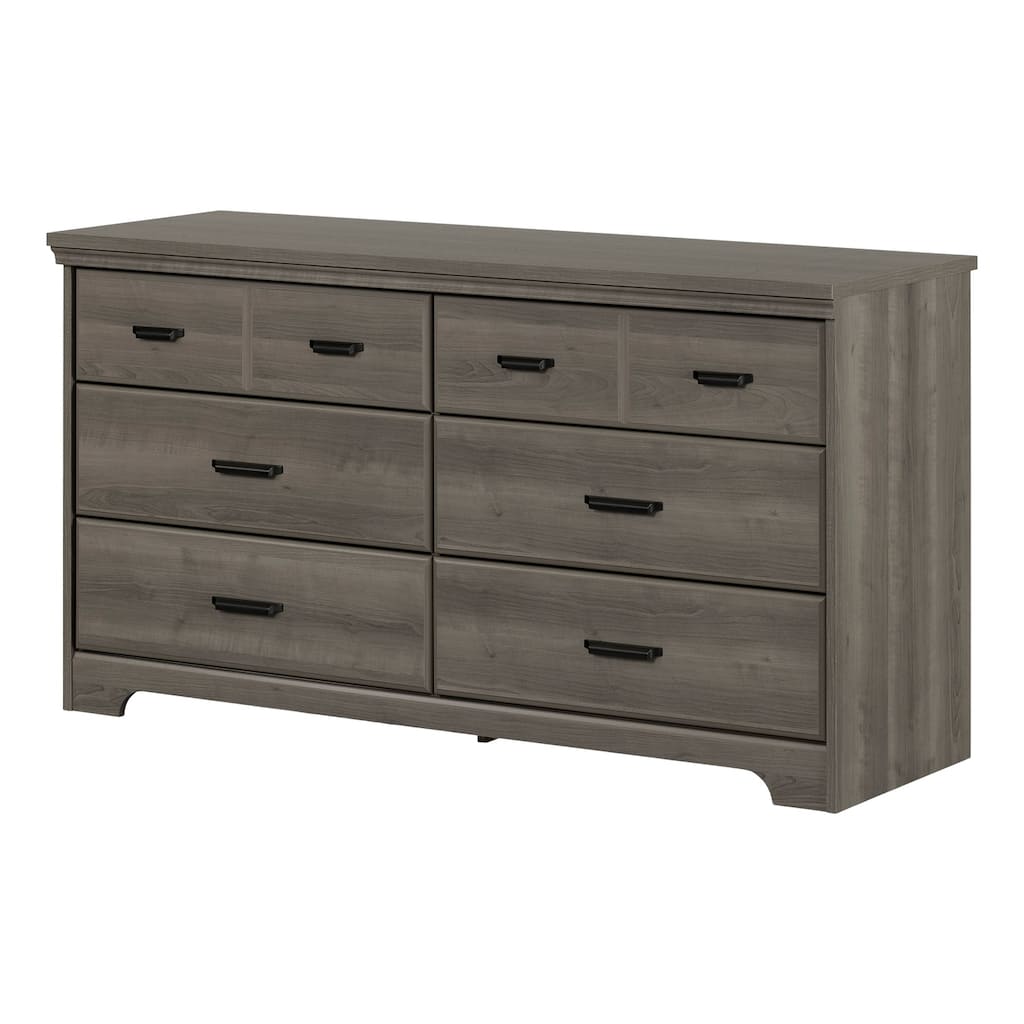 6-Drawer Double Dresser - Versa Collection - Gray Finish - Bedroom Storage Organizer