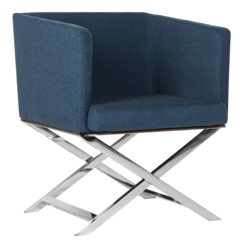 SAFAVIEH Inell Glam Navy/ Chrome Cross Leg Club Chair - 23Wx24Dx29H