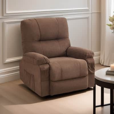 360° Rotating Recliner Chair with Adjustable Backrest, Swivel Rocking Armchair with Footrest, Soft Cushions & Side Pockets
