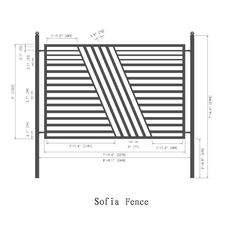 ALEKO Sofia Style Garden Yard Steel 16 feet Fence Set of 2 Panels Black