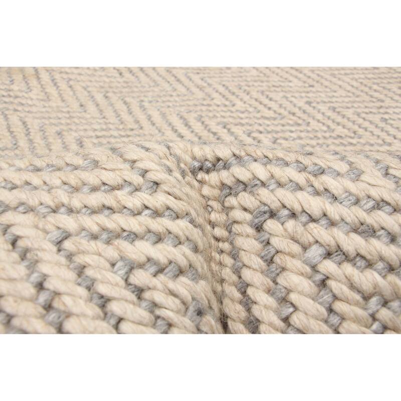 ECARPETGALLERY Braid weave Sienna Beige Wool Rug - 5'3 x 7'7