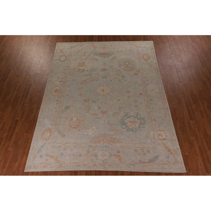 All-Over Vegetable Dye Oushak Turkish Area Rug Handmade Wool Carpet - 9'0" x 11'10"