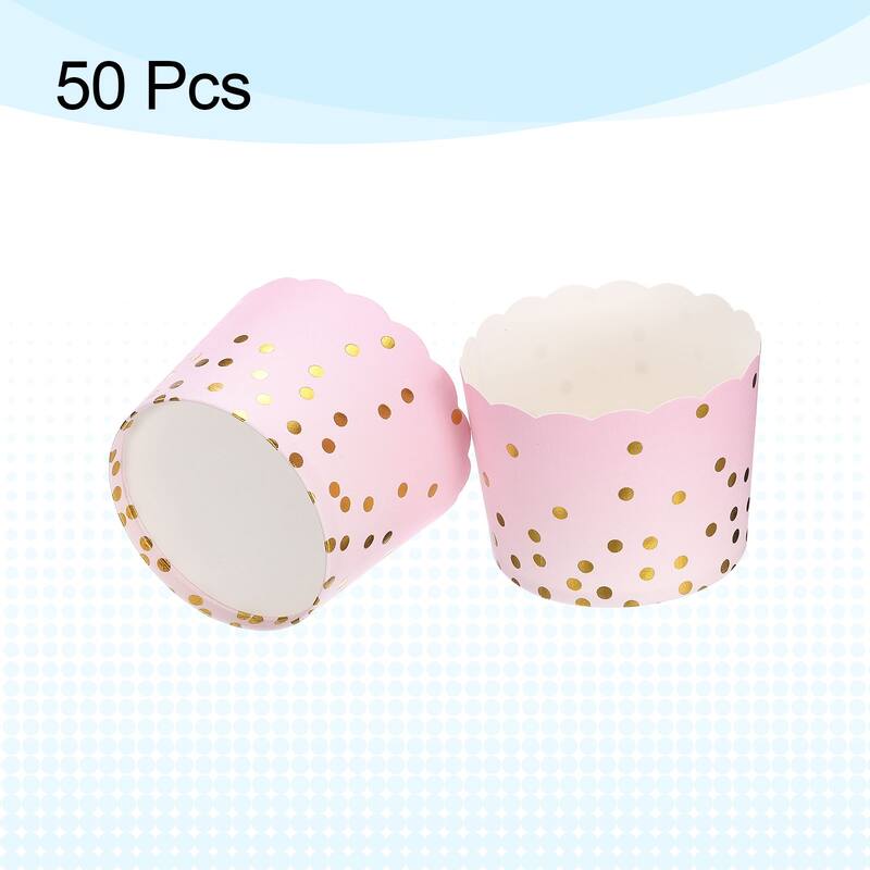 50Pcs Paper Baking Cups 6oz Cupcake Scalloped Muffins Liners